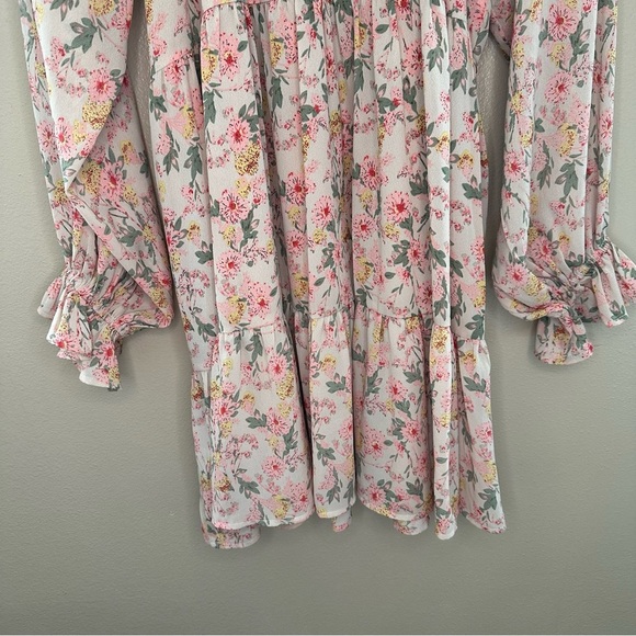 Dress Forum Los Angeles Women’s Floral Sheer Tiered Dress Size Large - Picture 2 of 7